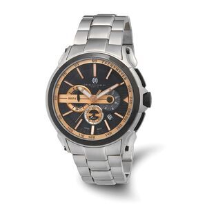 Charles Hubert Mens Stainless Steel Chronograph Black Dial Watch